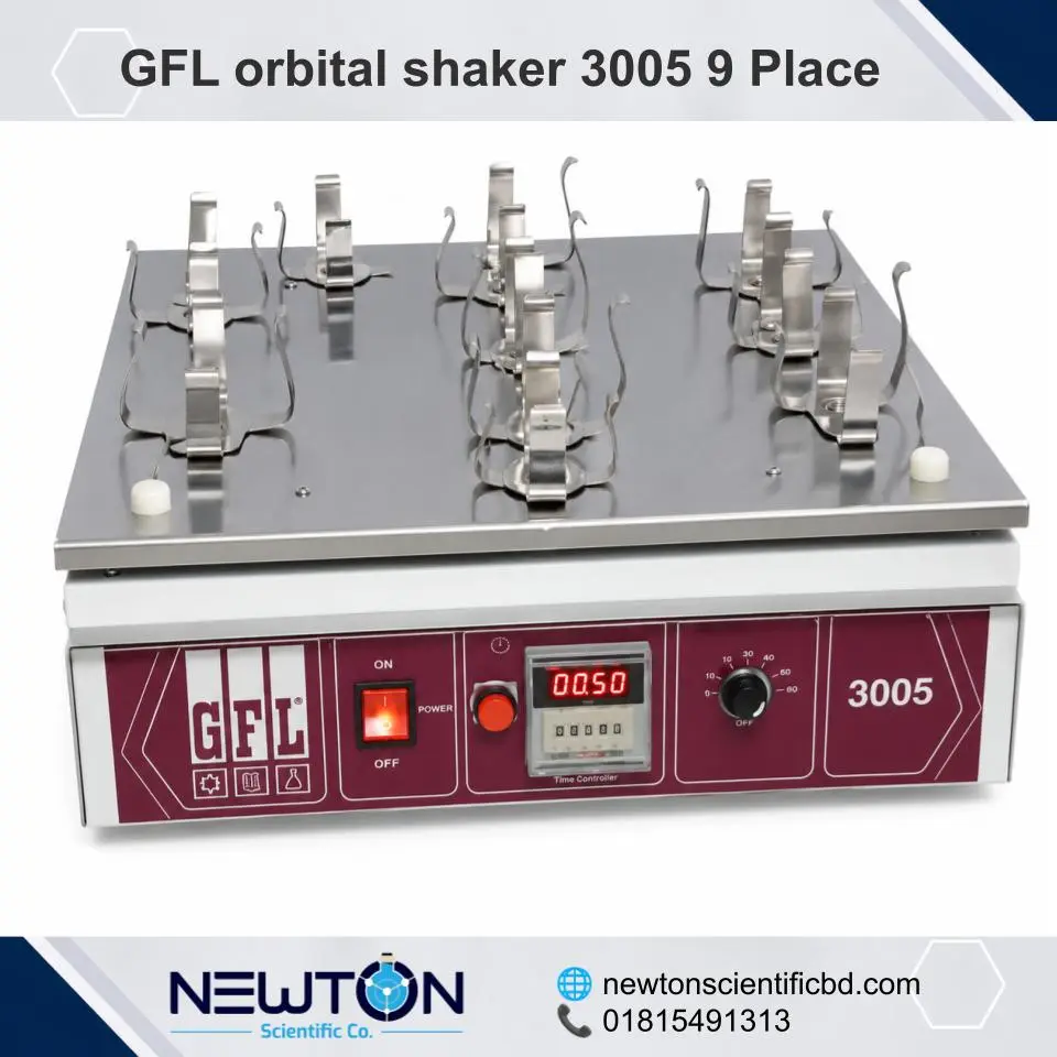 GFL Orbital Shaker 3005 – 9 Place 250 mL Conical Flask Shaker